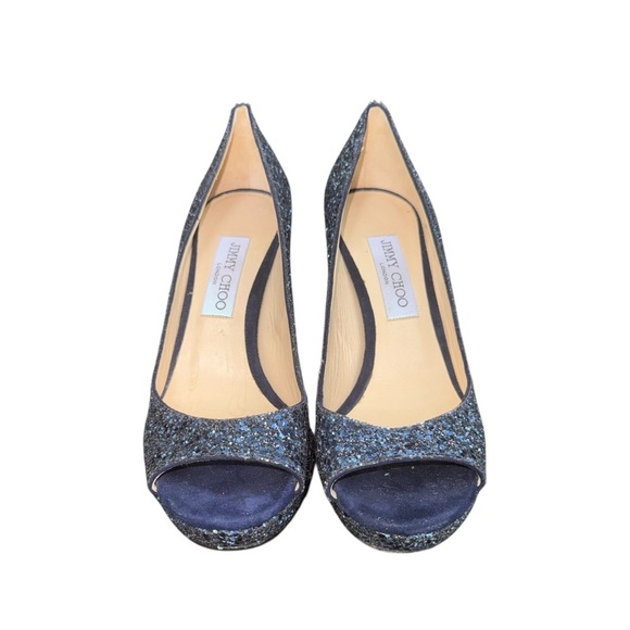 JIMMY CHOO Luna Multi Glitter Petrol Heels Pumps 100 EU Size 39.5 - Picture 2 of 14